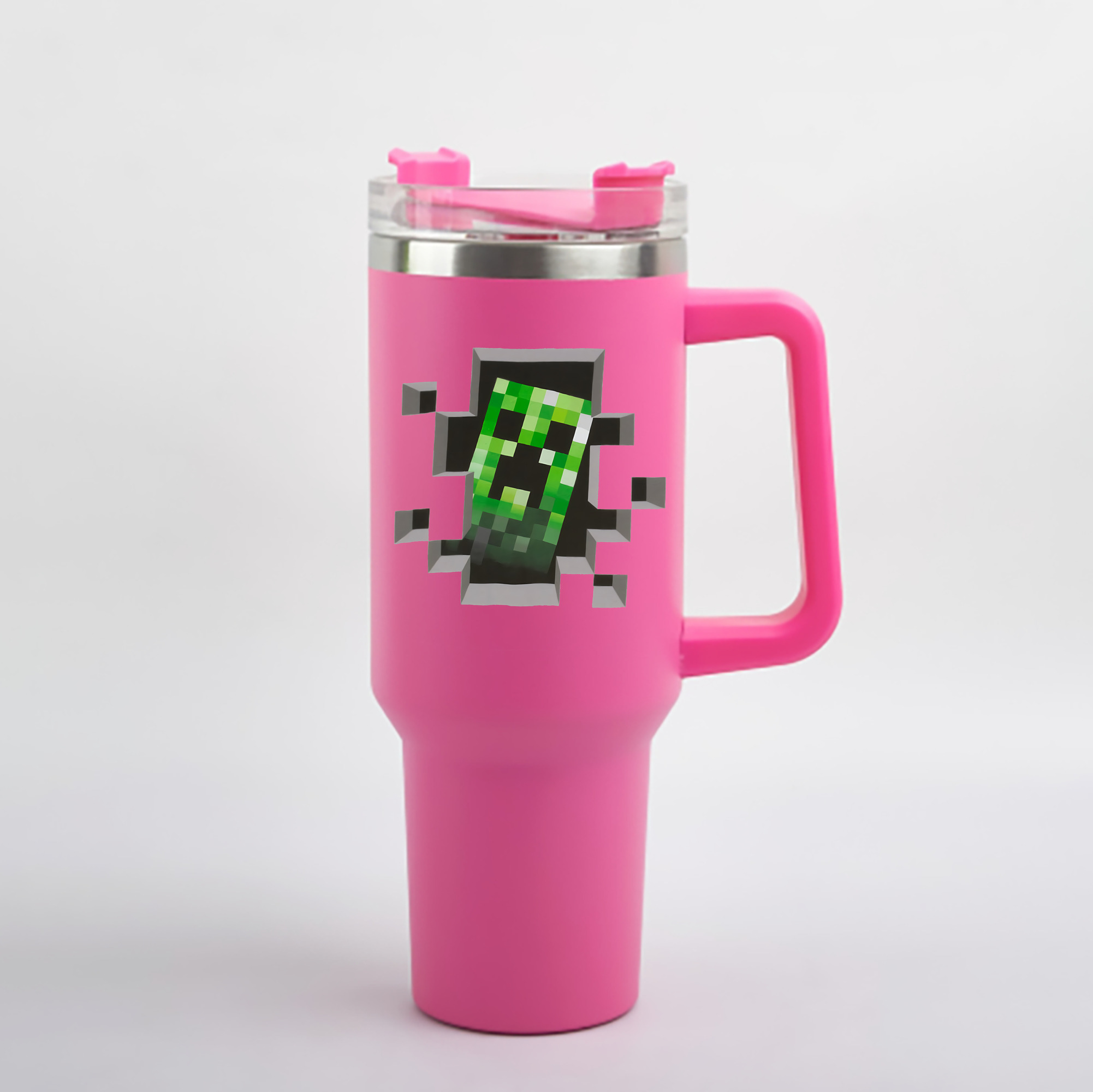 （画像用） マインクラフト ブロックの世界 Minecraft MC Block world 1200mL車用タンブラー - クリスタルステッカー（プラスチックストロー付き）